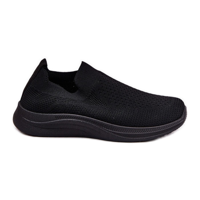 Calçados esportivos femininos de tecido preto slip-on