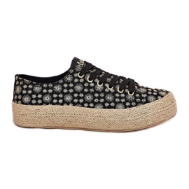 Tênis de mulheres patrulhadas na plataforma com Lee Cooper LCW-25-08-3647L Black Braid preto