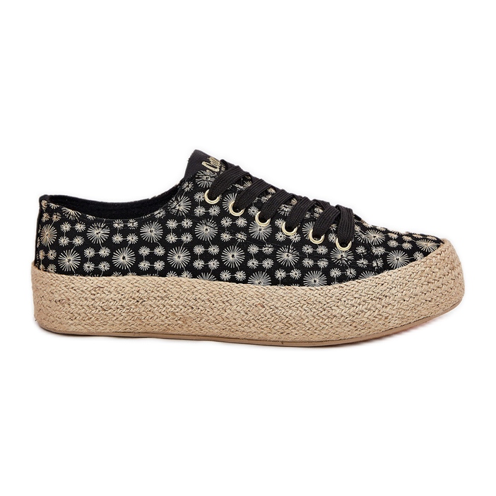 Tênis de mulheres patrulhadas na plataforma com Lee Cooper LCW-25-08-3647L Black Braid preto
