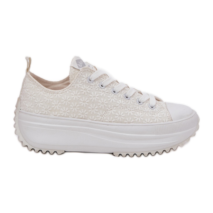 Tênis femininos com bordado na plataforma Lee Cooper LCW-25-31-3465L White branco