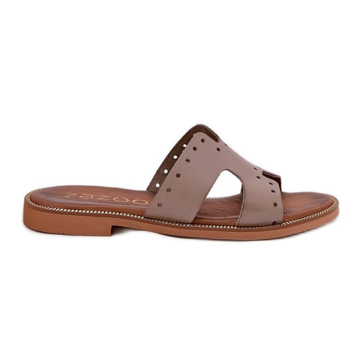 Zazoo 40326 chinelos femininos com recortes decorativos Boon escuro bege