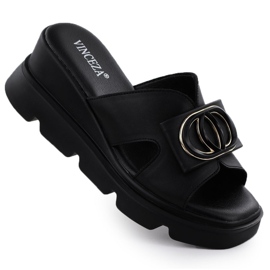 Flippers femininos nas cunhas Black Vinceza 58464 preto Flippers femininos nas cunhas Black Vinceza 58464 preto