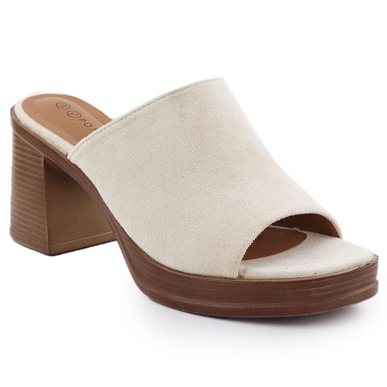 Camurça feminina chinelos no post bege potocki 54309