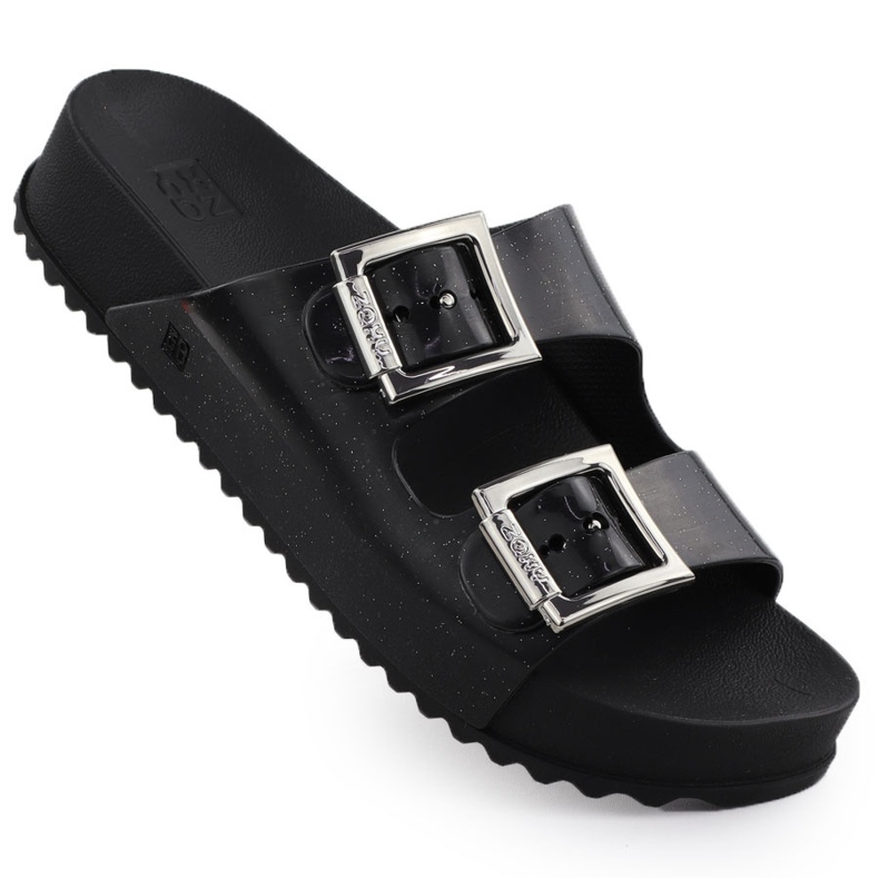 Flip de mulheres com fibra de praia preta da piscina Zaxy RR285058 preto