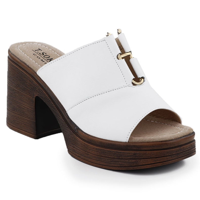 Flip de couro feminino no post branco T.SOKOLSKI L25-13