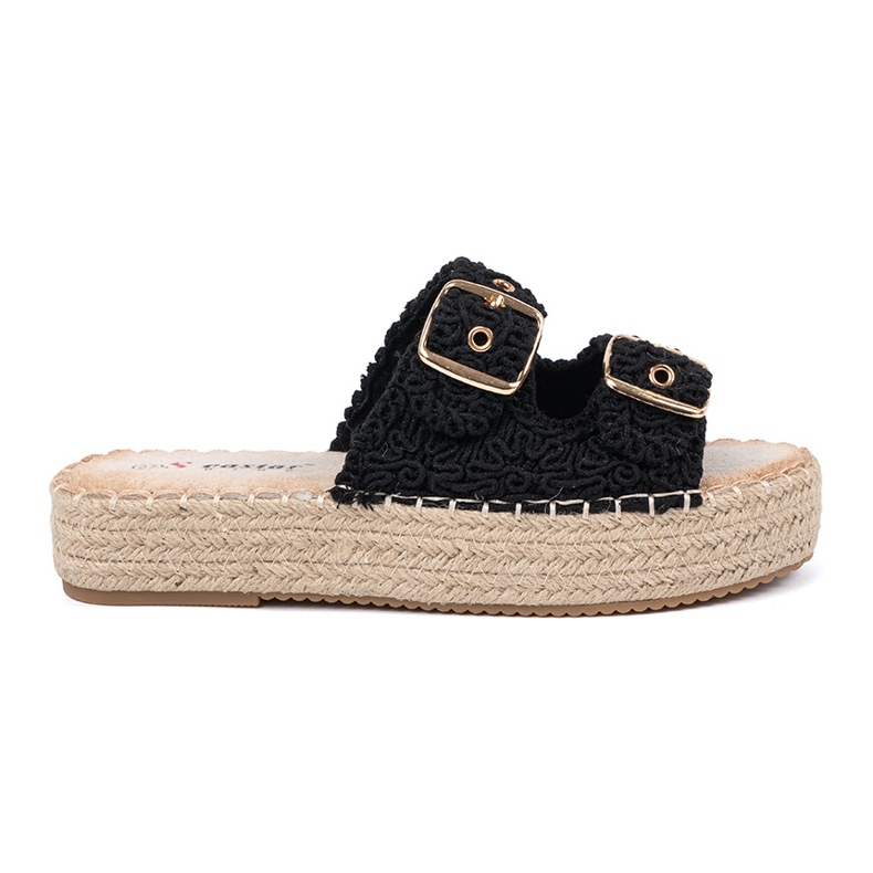 Seastar Chinelos pretos na plataforma com fivelas Seastar Chinelos pretos na plataforma com fivelas