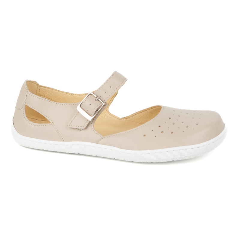 Barefoot Feofoot Women's Olivier 1284 - Sapatos de couro com fivela para estilizações bege e elegantes e elegantes