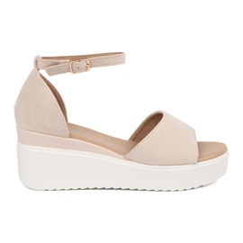 Seastar Sandálias femininas leves leves em uma cunha branca bege