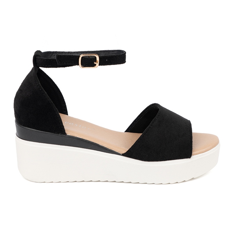 Seastar Sandálias de mulheres negras em uma cunha branca preto