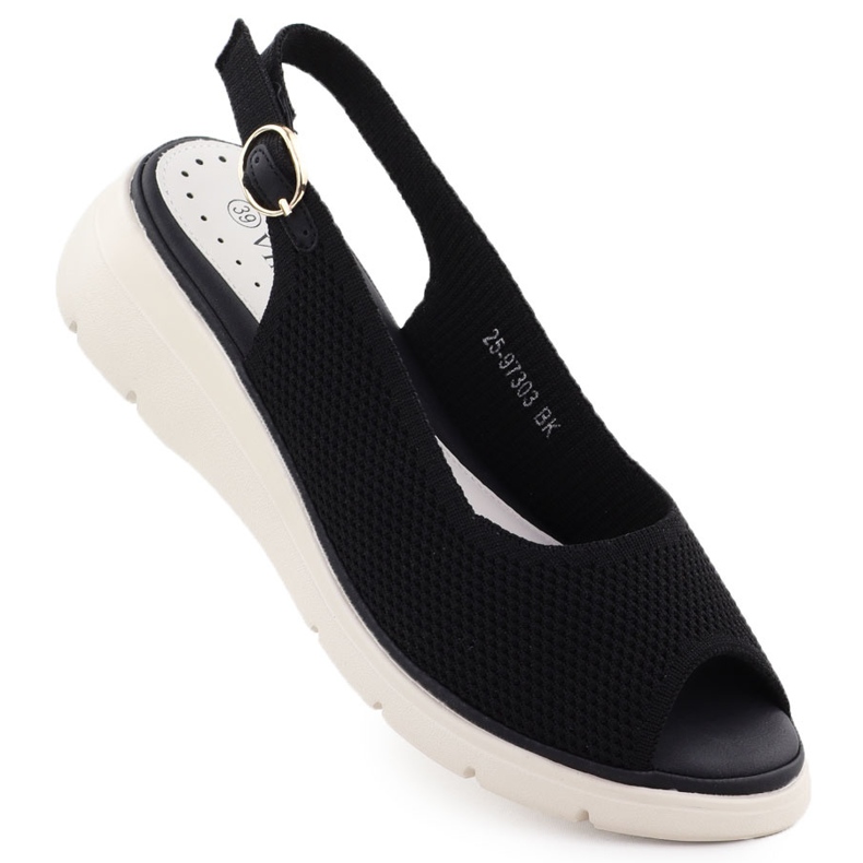 Sandálias femininas nas cunhas Black Vinceza 97303 preto