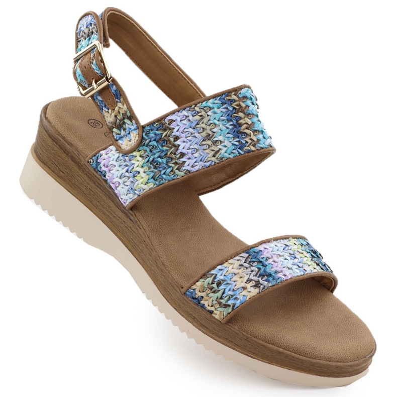 Sandálias femininas para Wedge Blue Potocki Braid 45302 azul