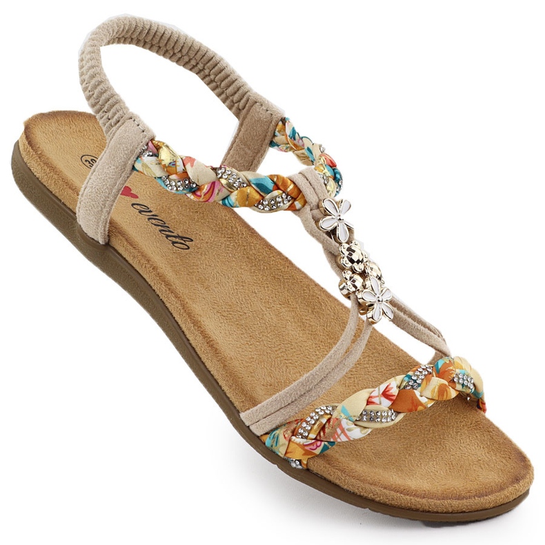 Sandálias femininas escorregaram Beige Evento 8309 bege