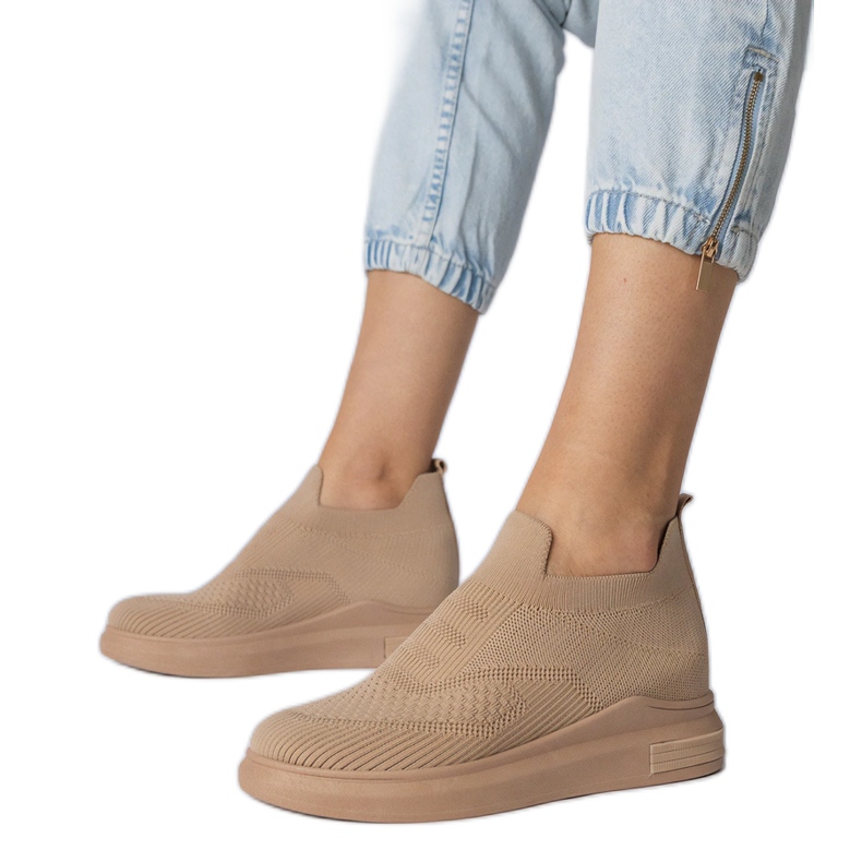 Meias marrons tênis deslizantes castanho