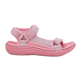 Sandálias materiais femininas para velcro lee cooper lcw-25-34-3561l rosa