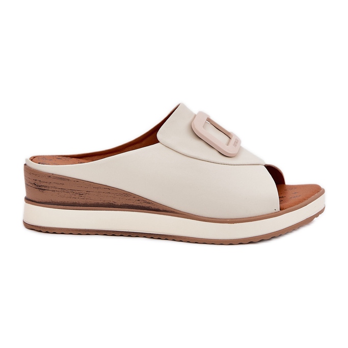 Flip de couro feminino Artiker 56C2145 Light Beige bege
