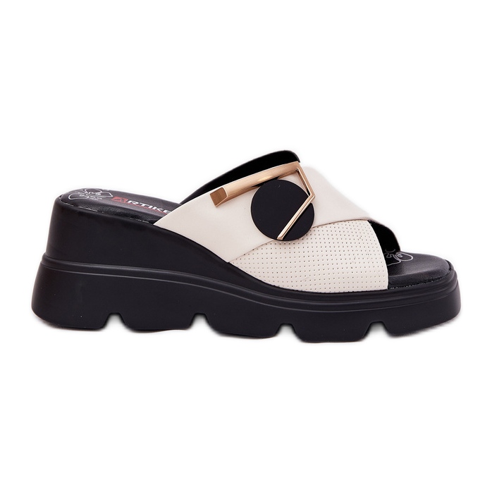 ARTIKER Cunhas femininas de couro elegante com decoração antiga Artker 56c1585 bege