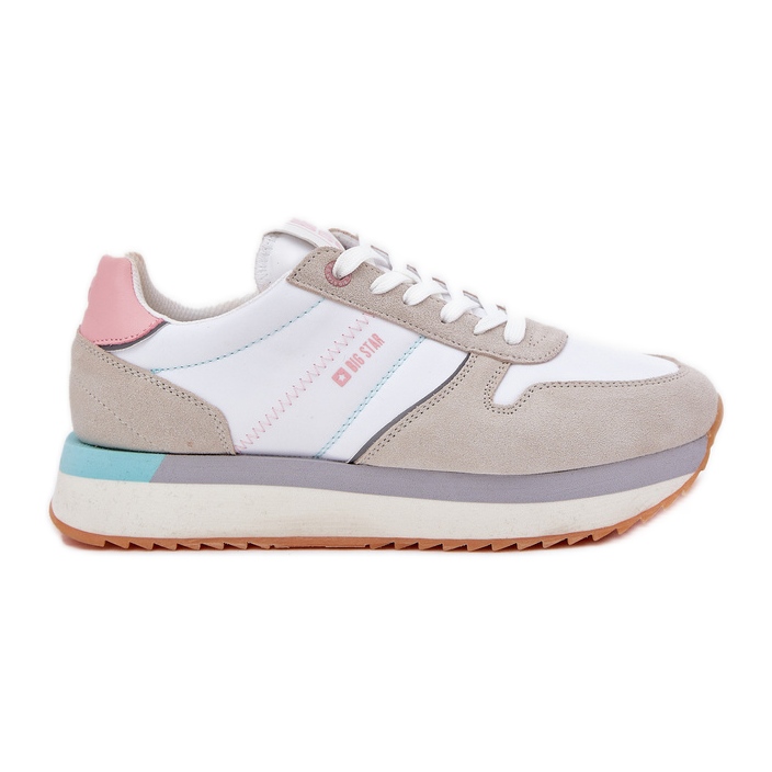 Camurça feminina tênis Big Star RR274A047 Hi-Polish Beige-White System bege