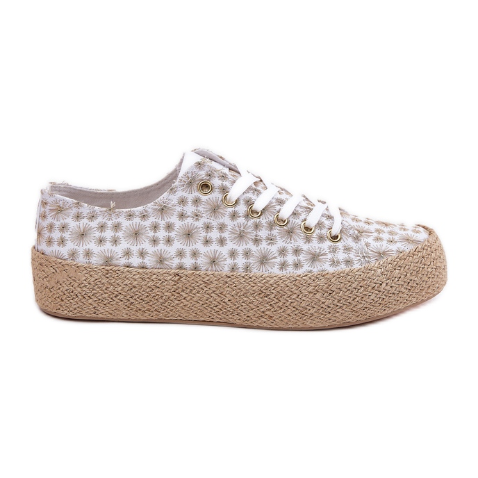 Tênis femininos patrulistados na plataforma com Lee Cooper LCW-25-08-3648L White and Gold branco