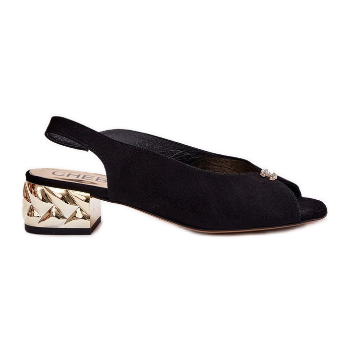 Sandálias femininas elegantes de camurça Chebello 4724 Black preto