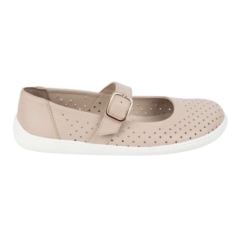 Barefoot Women's Ballerinas Olivier 1770pol Sapatos de couro com fivela bege