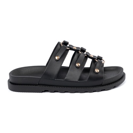 Seastar Flipers de mulheres negras decoradas com três listras com strass preto