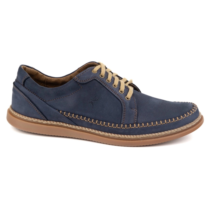 Antex Sapatos de couro masculino Modelo casual 313GT azul marinho