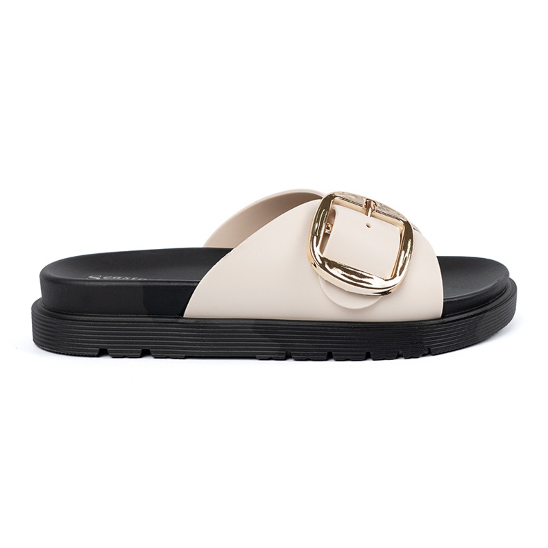 Seastar Light -Beige Flip Flip Flip com uma fivela dourada bege