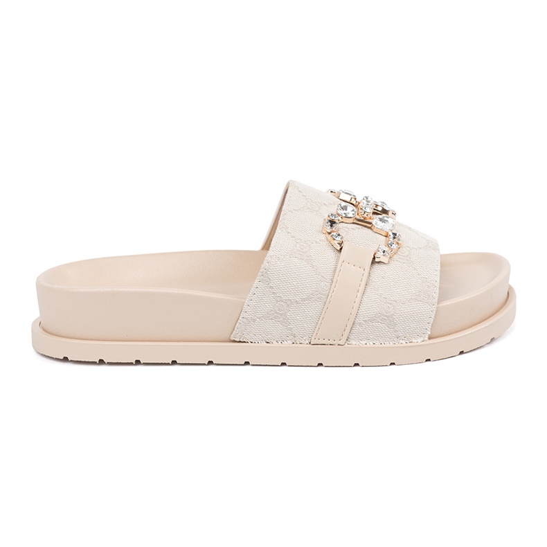 Seastar Flip -flops bege leves com decoração