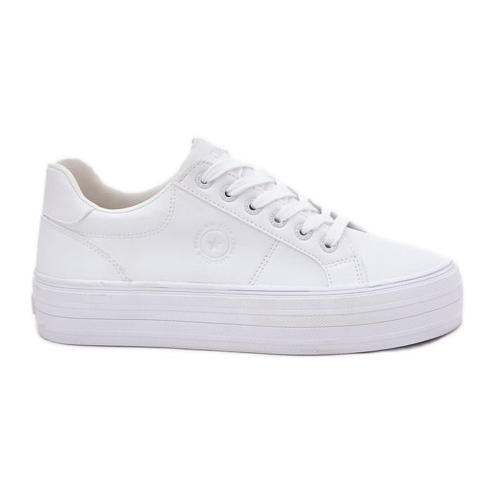 Big Star Tênis femininos de couro ECO na grande estrela RR274298 Plataforma branca branco