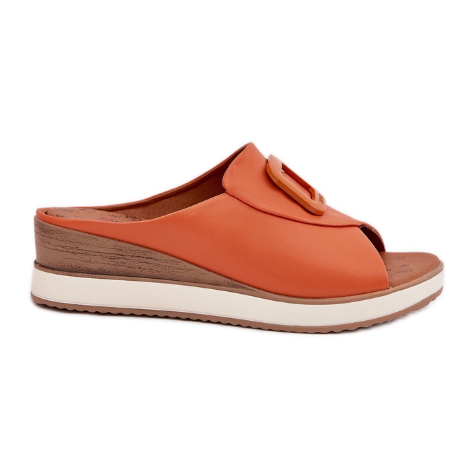 Flip de couro feminino Artiker 56C2149 Orange laranja