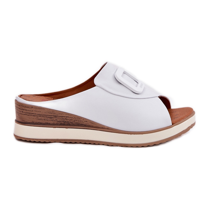 Flip de couro feminino no Artiker 56C2144 White Wedge branco