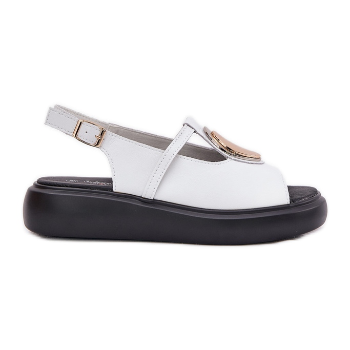 S.Barski Sandálias femininas elegantes de couro S. Barski Gr51-603 White branco