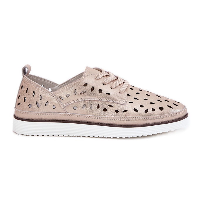S.Barski Sapatos de couro feminino S. Barski LR51-611 Złote dourado