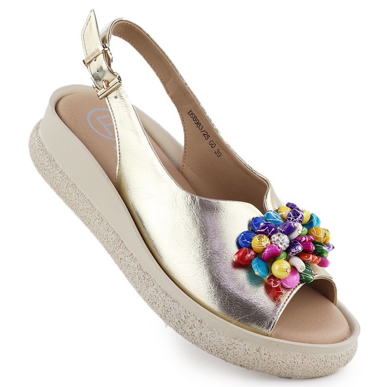 Sandálias de couro feminino com contas metálicas de ouro Filippo DS6983 dourado Sandálias de couro feminino com contas metálicas de ouro Filippo DS6983 dourado