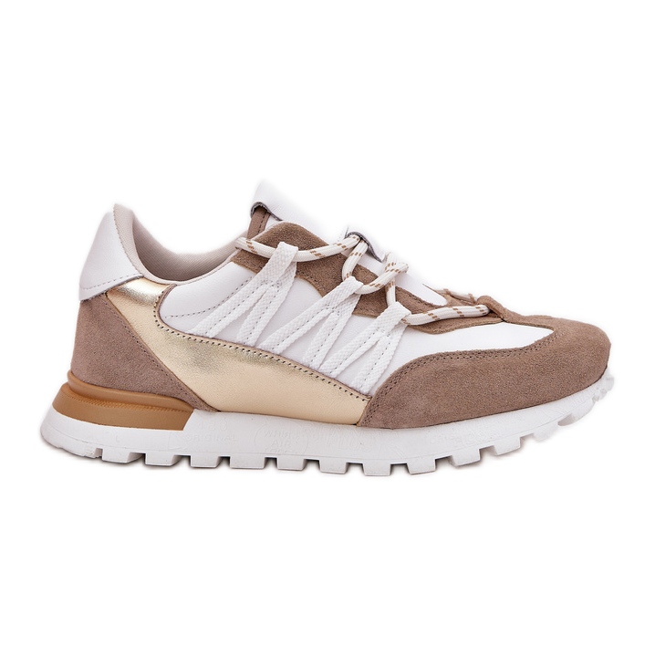 Sapatos de couro feminino Artiker 56C1738 bege-Gold