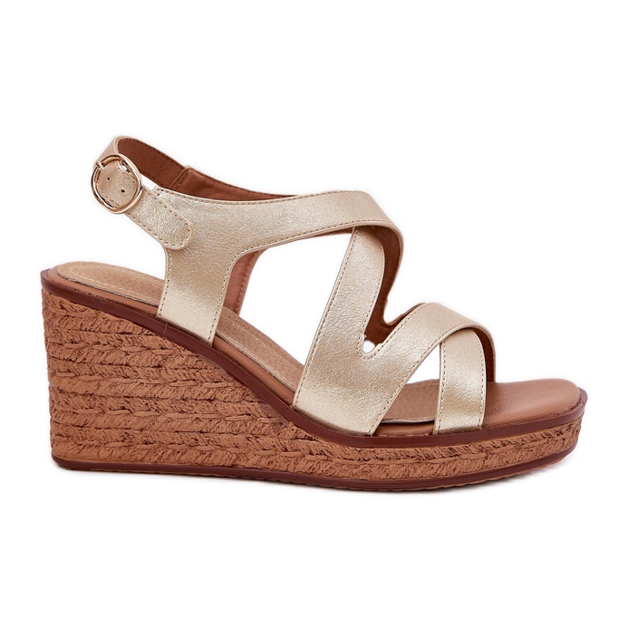 Sandálias femininas em Wedge Sergio Leone Sk223 Gold dourado
