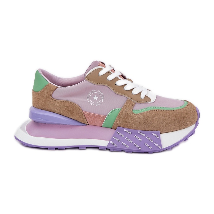 Big Star Tênis de camurça feminina na grande estrela RR274815 Plataforma de sistema rosa-poloneco Hi-Polish