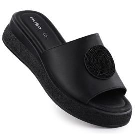Chinelos de couro feminino com jaquetas preto filippo 6987