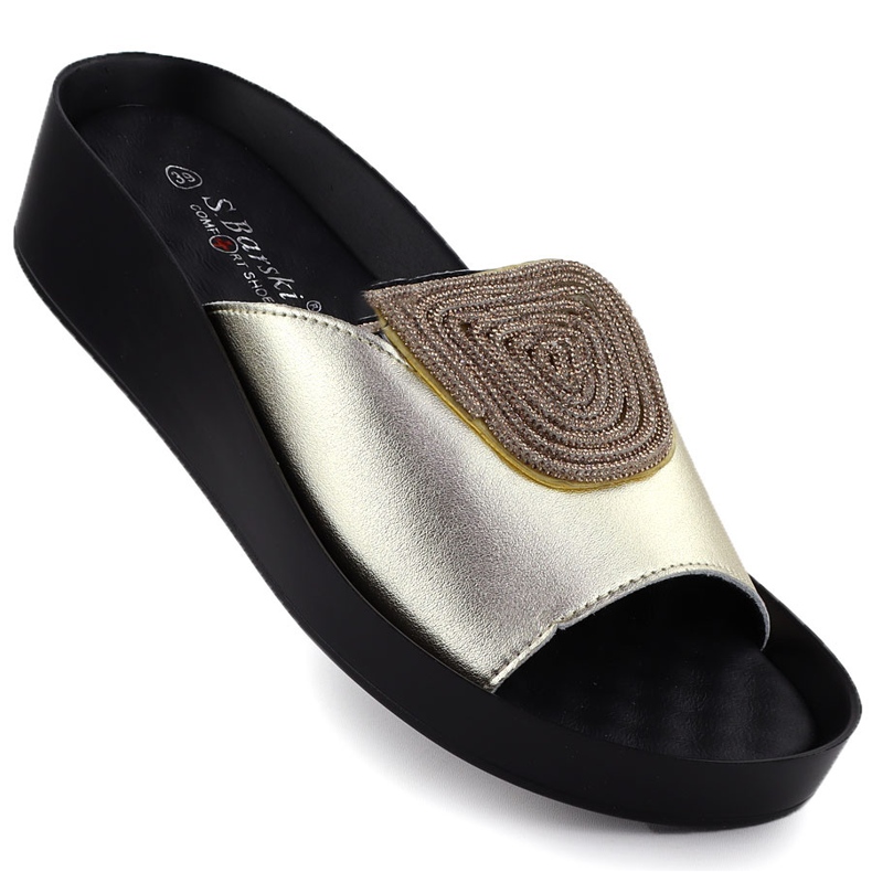 S.Barski Resumo de couro feminino doce verão com zirconia złote S. Barski KV51-028 dourado