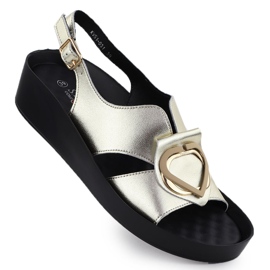 S.Barski Sandálias de couro feminino na Złote S. Barski KV51-031 cunhas dourado S.Barski Sandálias de couro feminino na Złote S. Barski KV51-031 cunhas dourado