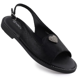 Sandálias femininas planas com decoração Black Vinceza 17384 preto