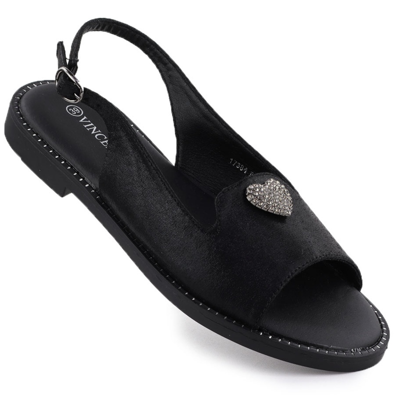Sandálias femininas planas com decoração Black Vinceza 17384 preto