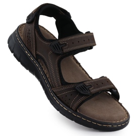 Sandálias de couro masculinas para velcro marrom McKeylor 95320