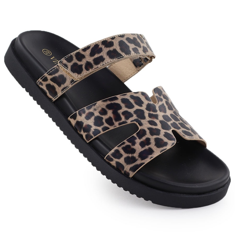 Flipers femininos em leopardo estampa bege Vinceza 17401