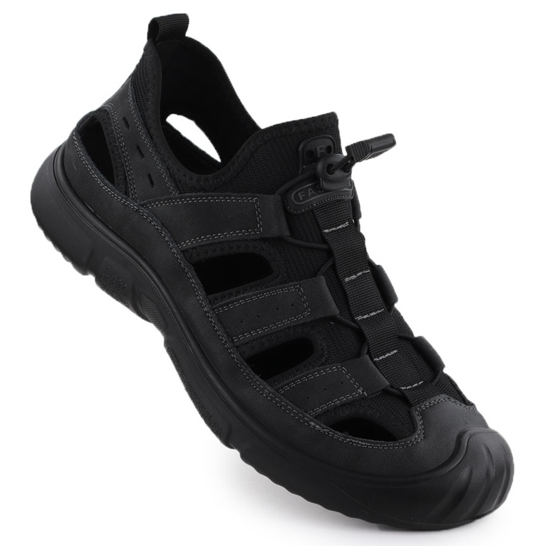 OpenWork Black T.Sokolski L25-382 Sapatos de couro masculinos preto