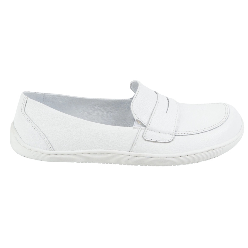 Olivier Somanos de couro minimalista de Petos Barefoot, 1280 mocassins de couro branco