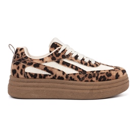 Tênis femininos com estampa de leopardo marrom