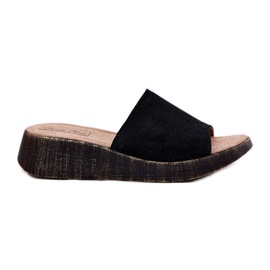 Flip de camurça feminina -Flops no panto Fino RR267043 Cunhas pretas preto