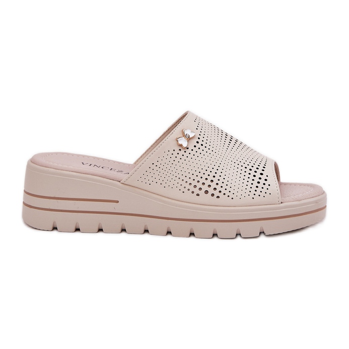Flip de couro feminino Vinceza 41477 Beige bege