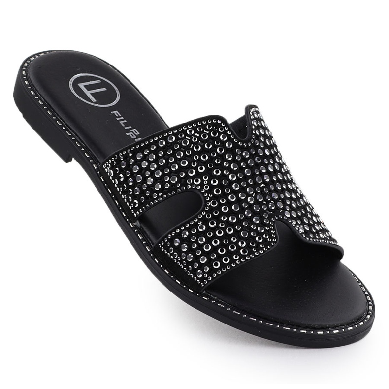 Flip de mulheres com strass Black Filippo DK6973 preto